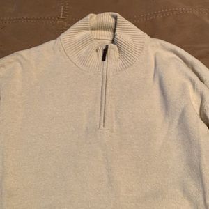 Men’s Cream Perry Ellis Half Zip Pullover Sweater